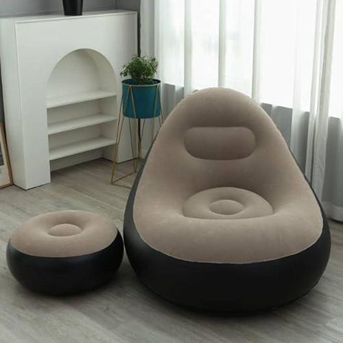 Canapé paresseux gonflable en 2 pièces avec pompe à air - Marron